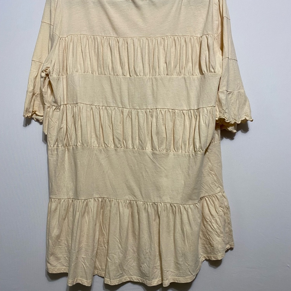 Sundance Women's Boho Tiered Ruched Cotton Tunic Top Size L Pink/Peach Casual - Picture 3 of 4